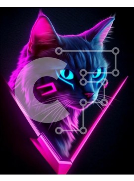 Σετ των 2 Intra Συλλεκτικό Ξύλινο Παζλ Plywood  4mm - Neon Cat Art Σε Ξύλινο Κουτί - Διαστάσεις: 10x10 cm – 25 κομμάτια