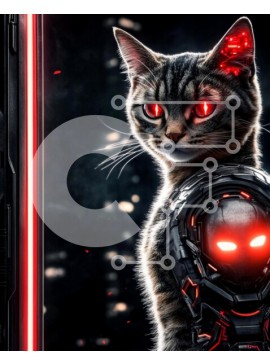 Σετ των 2 Intra Συλλεκτικό Ξύλινο Παζλ Plywood  4mm - Φουτουριστική γάτα με στοιχεία Cyborg Σε Ξύλινο Κουτί - Διαστάσεις: 10x10 cm – 25 κομμάτια