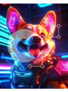 Σετ των 2 Intra Συλλεκτικό Ξύλινο Παζλ Plywood  4mm - Φουτουριστικό Corgi με φώτα νέον Σε Ξύλινο Κουτί - Διαστάσεις: 10x10 cm – 25 κομμάτια