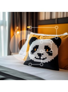 Intra Συλλεκτικό Ξύλινο Παζλ Plywood  4mm - Άνετο υπνοδωμάτιο με μαξιλάρι panda Σε Ξύλινο Κουτί - Διαστάσεις Puzzle: 10x10 cm – 25 κομμάτια