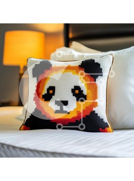 Intra Συλλεκτικό Ξύλινο Παζλ Plywood  4mm - Διακοσμητικό μαξιλάρι Panda στο κρεβάτι Σε Ξύλινο Κουτί - Διαστάσεις Puzzle: 10x10 cm – 25 κομμάτια