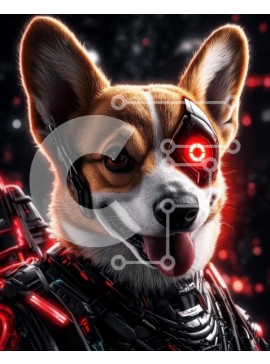 Σετ των 2 Intra Συλλεκτικό Ξύλινο Παζλ Plywood  4mm - Cybernetic Corgi με φουτουριστική πανοπλία Σε Ξύλινο Κουτί - Διαστάσεις: 10x10 cm – 25 κομμάτια