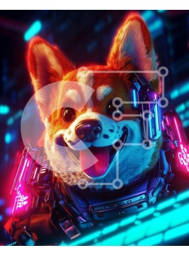 Σετ των 2 Intra Συλλεκτικό Ξύλινο Παζλ Plywood  4mm - Φουτουριστικό Corgi με Κυβερνητικές Βελτιώσεις Σε Ξύλινο Κουτί - Διαστάσεις: 10x10 cm – 25 κομμάτια