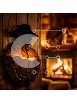 Intra Συλλεκτικό Ξύλινο Παζλ Plywood  4mm - Cowboy Silhouette Art σε άνετο ρουστίκ εσωτερικό Σε Ξύλινο Κουτί - Διαστάσεις Puzzle: 10x10 cm – 25 κομμάτια