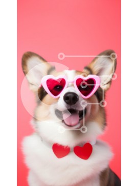 Σετ των 2 Intra Συλλεκτικό Ξύλινο Παζλ Plywood  4mm - Happy Dog με γυαλιά ηλίου σε σχήμα καρδιάς Σε Ξύλινο Κουτί - Διαστάσεις: 10x10 cm – 25 κομμάτια