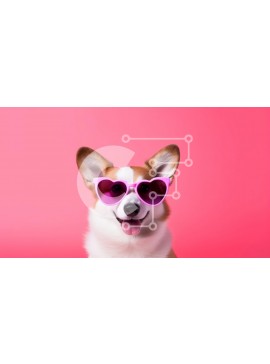 Σετ των 2 Intra Συλλεκτικό Ξύλινο Παζλ Plywood  4mm - Σκύλος Corgi με γυαλιά ηλίου σε σχήμα καρδιάς Σε Ξύλινο Κουτί - Διαστάσεις: 10x10 cm – 25 κομμάτια