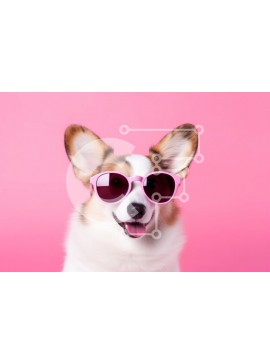 Σετ των 2 Intra Συλλεκτικό Ξύλινο Παζλ Plywood  4mm - Σκύλος Corgi με ροζ γυαλιά ηλίου Σε Ξύλινο Κουτί - Διαστάσεις: 10x10 cm – 25 κομμάτια