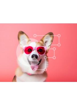 Σετ των 2 Intra Συλλεκτικό Ξύλινο Παζλ Plywood  4mm - Corgi φορώντας ροζ γυαλιά ηλίου Σε Ξύλινο Κουτί - Διαστάσεις: 10x10 cm – 25 κομμάτια