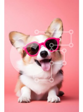 Σετ των 2 Intra Συλλεκτικό Ξύλινο Παζλ Plywood  4mm - Σκύλος Corgi με γυαλιά ηλίου Σε Ξύλινο Κουτί - Διαστάσεις: 10x10 cm – 25 κομμάτια