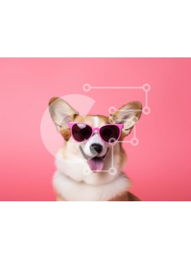 Σετ των 2 Intra Συλλεκτικό Ξύλινο Παζλ Plywood  4mm - Corgi Dog που φοράει γυαλιά ηλίου Σε Ξύλινο Κουτί - Διαστάσεις: 10x10 cm – 25 κομμάτια
