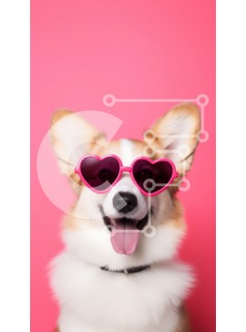 Σετ των 2 Intra Συλλεκτικό Ξύλινο Παζλ Plywood  4mm - Παιχνιδιάρικο Corgi με γυαλιά ηλίου σε σχήμα καρδιάς Σε Ξύλινο Κουτί - Διαστάσεις: 10x10 cm – 25 κομμάτια