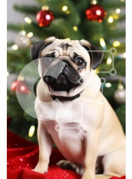 Σετ των 2 Intra Συλλεκτικό Ξύλινο Παζλ Plywood  4mm - Σκυλί πατημασιά μπροστά από το χριστουγεννιάτικο δέντρο Σε Ξύλινο Κουτί - Διαστάσεις: 10x10 cm – 25 κομμάτια