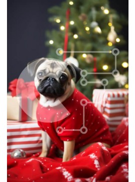 Σετ των 2 Intra Συλλεκτικό Ξύλινο Παζλ Plywood  4mm - Εορταστική πατημασιά μπροστά από το χριστουγεννιάτικο δέντρο Σε Ξύλινο Κουτί - Διαστάσεις: 10x10 cm – 25 κομμάτια