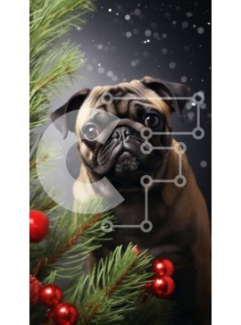 Σετ των 2 Intra Συλλεκτικό Ξύλινο Παζλ Plywood  4mm - Σκυλί πατημασιά που περιβάλλεται από χριστουγεννιάτικα στολίδια Σε Ξύλινο Κουτί - Διαστάσεις: 10x10 cm – 25 κομμάτια