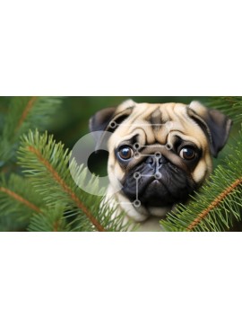 Σετ των 2 Intra Συλλεκτικό Ξύλινο Παζλ Plywood  4mm - Pug Puppy Among Pine Needles Σε Ξύλινο Κουτί - Διαστάσεις: 10x10 cm – 25 κομμάτια