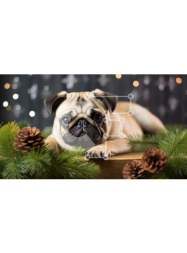 Intra Συλλεκτικό Ξύλινο Παζλ Plywood  4mm - Pug Dog σε περιβάλλον διακοπών Σε Ξύλινο Κουτί - Διαστάσεις: 10x10 cm – 25 κομμάτια