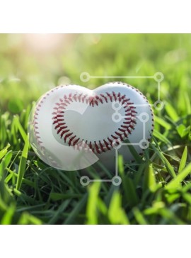 Intra Συλλεκτικό Ξύλινο Παζλ Plywood  4mm - Μπέιζμπολ σε σχήμα καρδιάς στο γρασίδι Σε Ξύλινο Κουτί - Διαστάσεις Puzzle: 10x10 cm – 25 κομμάτια