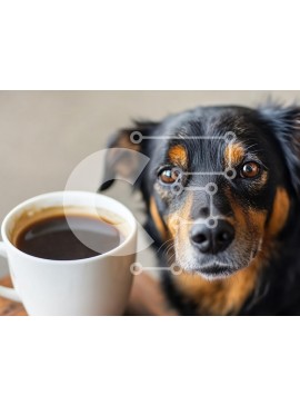 Σετ των 2 Intra Συλλεκτικό Ξύλινο Παζλ Plywood  4mm - Φλιτζάνι σκύλου και καφέ Σε Ξύλινο Κουτί - Διαστάσεις: 10x10 cm – 25 κομμάτια