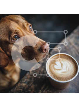 Intra Συλλεκτικό Ξύλινο Παζλ Plywood  4mm - Σκύλος που κοιτάζει περίεργα τον καφέ Σε Ξύλινο Κουτί - Διαστάσεις: 10x10 cm – 25 κομμάτια