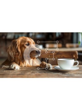 Intra Συλλεκτικό Ξύλινο Παζλ Plywood  4mm - Γκόλντεν Ριτρίβερ σε καφετέρια Σε Ξύλινο Κουτί - Διαστάσεις: 10x10 cm – 25 κομμάτια