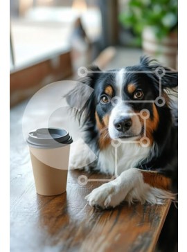 Σετ των 2 Intra Συλλεκτικό Ξύλινο Παζλ Plywood  4mm - Αυστραλιανός ποιμενικός σκύλος σε σκηνικό καφέ Σε Ξύλινο Κουτί - Διαστάσεις: 10x10 cm – 25 κομμάτια