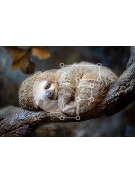 Σετ των 2 Intra Συλλεκτικό Ξύλινο Παζλ Plywood  4mm - Sleeping Sloth σε ένα κλαδί Σε Ξύλινο Κουτί - Διαστάσεις: 10x10 cm – 25 κομμάτια