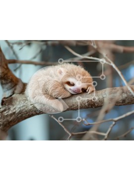 Σετ των 2 Intra Συλλεκτικό Ξύλινο Παζλ Plywood  4mm - Sleeping Baby Sloth σε ένα κλαδί Σε Ξύλινο Κουτί - Διαστάσεις: 10x10 cm – 25 κομμάτια