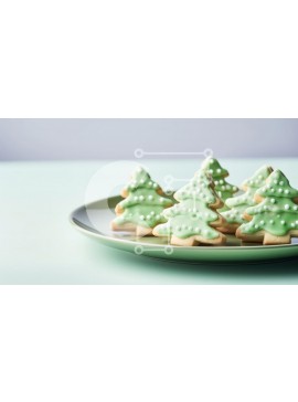 Σετ των 2 Intra Συλλεκτικό Ξύλινο Παζλ Plywood  4mm - Μπισκότα χριστουγεννιάτικου δέντρου στο πράσινο πιάτο Σε Ξύλινο Κουτί - Διαστάσεις: 10x10 cm – 25 κομμάτια