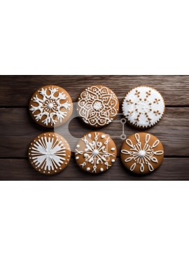 Σετ των 2 Intra Συλλεκτικό Ξύλινο Παζλ Plywood  4mm - Διακοσμημένα μπισκότα μελόψωμο σε ξύλινη επιφάνεια Σε Ξύλινο Κουτί - Διαστάσεις: 10x10 cm – 25 κομμάτια