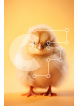 Σετ των 2 Intra Συλλεκτικό Ξύλινο Παζλ Plywood  4mm - Χνουδωτό νεοσσό σε πορτοκαλί φόντο Σε Ξύλινο Κουτί - Διαστάσεις: 10x10 cm – 25 κομμάτια