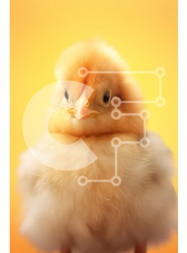 Σετ των 2 Intra Συλλεκτικό Ξύλινο Παζλ Plywood  4mm - Χνουδωτό νεοσσό σε πορτοκαλί φόντο Σε Ξύλινο Κουτί - Διαστάσεις: 10x10 cm – 25 κομμάτια