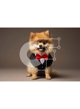 Σετ των 2 Intra Συλλεκτικό Ξύλινο Παζλ Plywood  4mm - Σκύλος Pomeranian με σμόκιν Σε Ξύλινο Κουτί - Διαστάσεις: 10x10 cm – 25 κομμάτια