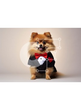 Σετ των 2 Intra Συλλεκτικό Ξύλινο Παζλ Plywood  4mm - Σκύλος Pomeranian με σμόκιν Σε Ξύλινο Κουτί - Διαστάσεις: 10x10 cm – 25 κομμάτια
