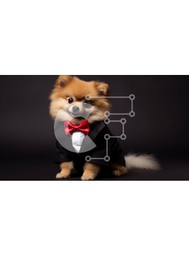 Intra Συλλεκτικό Ξύλινο Παζλ Plywood  4mm - Dapper Pomeranian Dog με σμόκιν Σε Ξύλινο Κουτί - Διαστάσεις: 10x10 cm – 25 κομμάτια