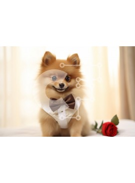 Σετ των 2 Intra Συλλεκτικό Ξύλινο Παζλ Plywood  4mm - Σκύλος Pomeranian με επίσημη ενδυμασία με τριαντάφυλλο Σε Ξύλινο Κουτί - Διαστάσεις: 10x10 cm – 25 κομμάτια