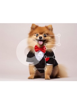 Σετ των 2 Intra Συλλεκτικό Ξύλινο Παζλ Plywood  4mm - Σκύλος Pomeranian με σμόκιν Σε Ξύλινο Κουτί - Διαστάσεις: 10x10 cm – 25 κομμάτια