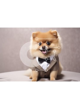 Σετ των 2 Intra Συλλεκτικό Ξύλινο Παζλ Plywood  4mm - Σκύλος Pomeranian με σμόκιν Σε Ξύλινο Κουτί - Διαστάσεις: 10x10 cm – 25 κομμάτια