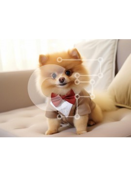 Σετ των 2 Intra Συλλεκτικό Ξύλινο Παζλ Plywood  4mm - Dapper Pomeranian με επίσημη ενδυμασία Σε Ξύλινο Κουτί - Διαστάσεις: 10x10 cm – 25 κομμάτια