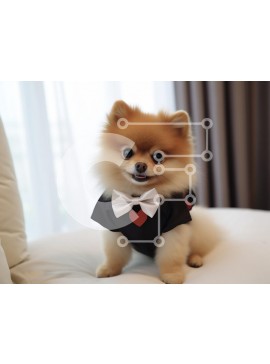 Σετ των 2 Intra Συλλεκτικό Ξύλινο Παζλ Plywood  4mm - Dapper Pomeranian Dog με σμόκιν Σε Ξύλινο Κουτί - Διαστάσεις: 10x10 cm – 25 κομμάτια