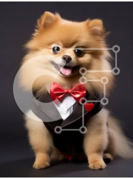 Σετ των 2 Intra Συλλεκτικό Ξύλινο Παζλ Plywood  4mm - Σκύλος Pomeranian με σμόκιν Σε Ξύλινο Κουτί - Διαστάσεις: 10x10 cm – 25 κομμάτια