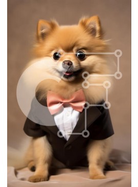 Σετ των 2 Intra Συλλεκτικό Ξύλινο Παζλ Plywood  4mm - Σκύλος Pomeranian με επίσημη ενδυμασία Σε Ξύλινο Κουτί - Διαστάσεις: 10x10 cm – 25 κομμάτια