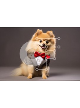 Σετ των 2 Intra Συλλεκτικό Ξύλινο Παζλ Plywood  4mm - Dapper Pomeranian σε σμόκιν Σε Ξύλινο Κουτί - Διαστάσεις: 10x10 cm – 25 κομμάτια