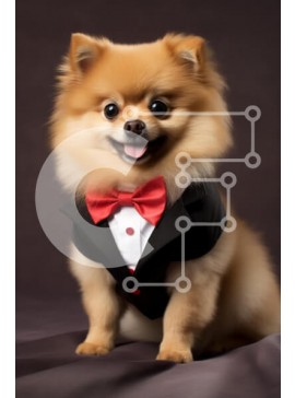 Σετ των 2 Intra Συλλεκτικό Ξύλινο Παζλ Plywood  4mm - Σκύλος Pomeranian με σμόκιν Σε Ξύλινο Κουτί - Διαστάσεις: 10x10 cm – 25 κομμάτια