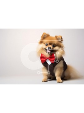 Σετ των 2 Intra Συλλεκτικό Ξύλινο Παζλ Plywood  4mm - Σκύλος Pomeranian με σμόκιν Σε Ξύλινο Κουτί - Διαστάσεις: 10x10 cm – 25 κομμάτια