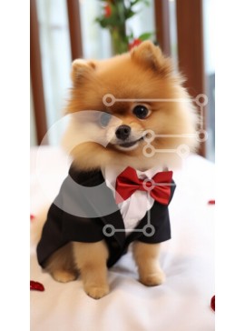 Σετ των 2 Intra Συλλεκτικό Ξύλινο Παζλ Plywood  4mm - Σκύλος Pomeranian με σμόκιν Σε Ξύλινο Κουτί - Διαστάσεις: 10x10 cm – 25 κομμάτια