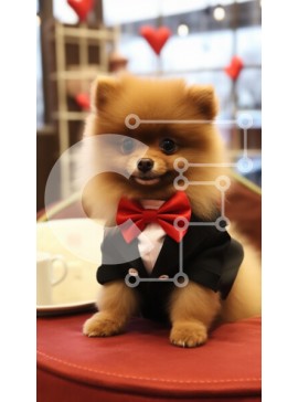 Σετ των 2 Intra Συλλεκτικό Ξύλινο Παζλ Plywood  4mm - Σκύλος Pomeranian με σμόκιν Σε Ξύλινο Κουτί - Διαστάσεις: 10x10 cm – 25 κομμάτια