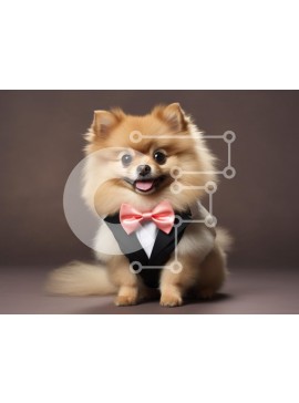 Σετ των 2 Intra Συλλεκτικό Ξύλινο Παζλ Plywood  4mm - Σκύλος Pomeranian με σμόκιν Σε Ξύλινο Κουτί - Διαστάσεις: 10x10 cm – 25 κομμάτια