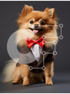 Σετ των 2 Intra Συλλεκτικό Ξύλινο Παζλ Plywood  4mm - Σκύλος Pomeranian με σμόκιν Σε Ξύλινο Κουτί - Διαστάσεις: 10x10 cm – 25 κομμάτια