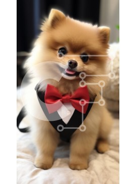 Σετ των 2 Intra Συλλεκτικό Ξύλινο Παζλ Plywood  4mm - Dapper Pomeranian Dog με σμόκιν Σε Ξύλινο Κουτί - Διαστάσεις: 10x10 cm – 25 κομμάτια