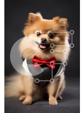 Σετ των 2 Intra Συλλεκτικό Ξύλινο Παζλ Plywood  4mm - Σκύλος Pomeranian με σμόκιν Σε Ξύλινο Κουτί - Διαστάσεις: 10x10 cm – 25 κομμάτια